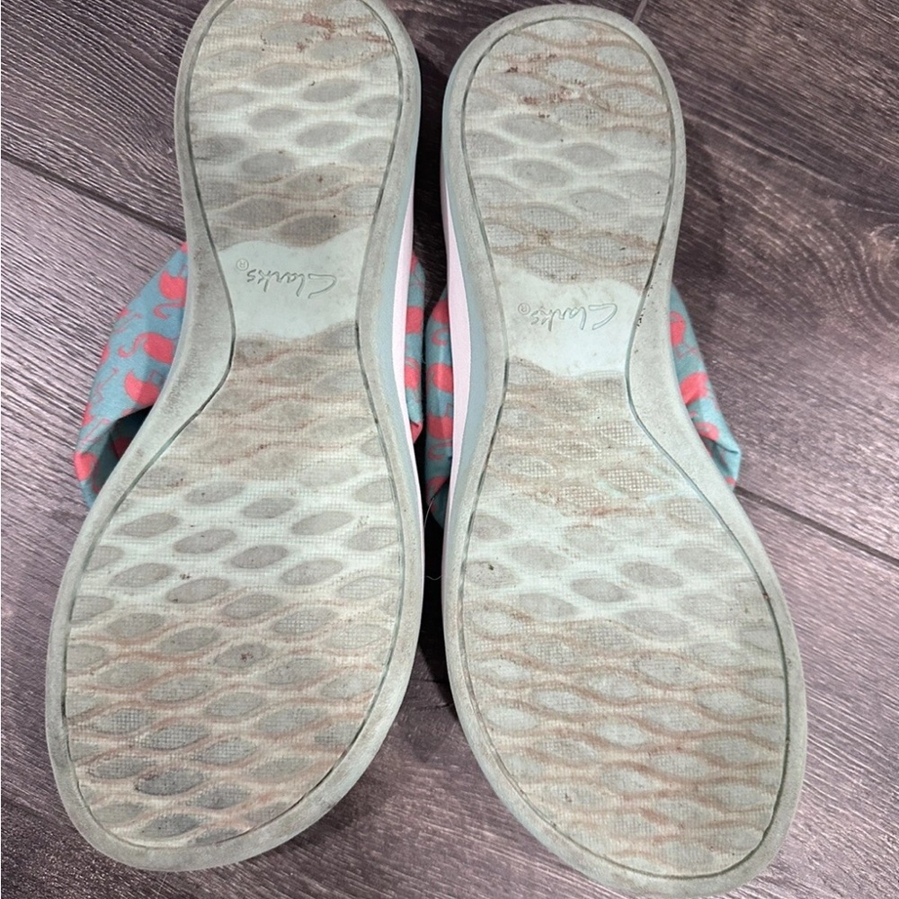 Clark’s Cloudsteppers cushion soft wedge flamingo Flip Flops women size 12 - Picture 5 of 6